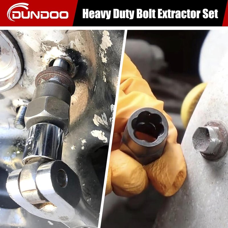 DUDDOO 20PCS Bolt Extractor Set, Easy Out Screw Extractor Kit, 3/8" Drive Impact Stripped Bolt Remover Extractor Socket Set Tool for Removing Stripped, Broken Rusted Bolts Screws - Image 4